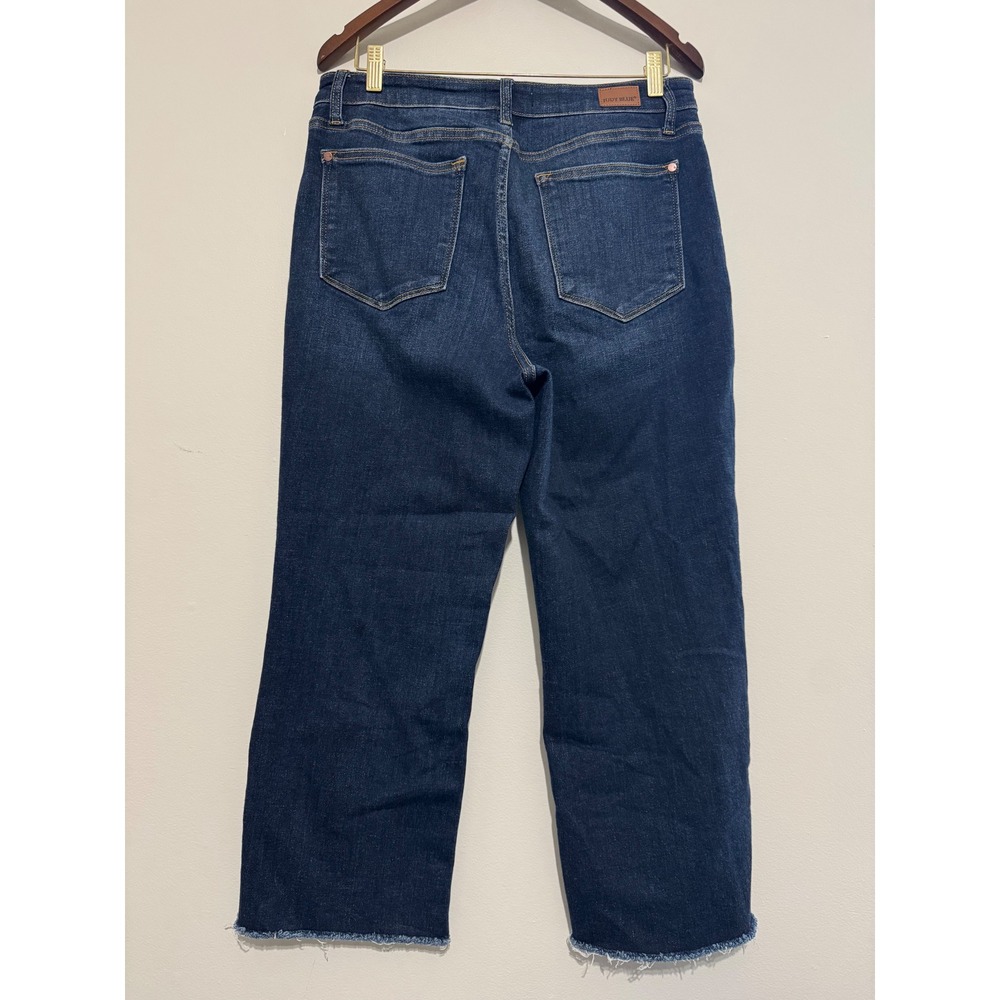 Judy Blue Los Angeles Dark Wash Wide Leg Raw Hem Jeans Crop Size 11/30 - Picture 5 of 10